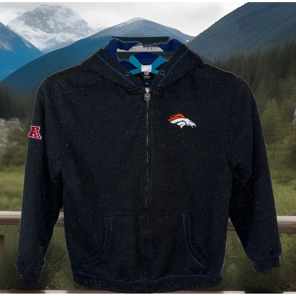 Denver Broncos NFL Pro Line Fleece Lined Hooded Zip Jacket Men's - Sz Large